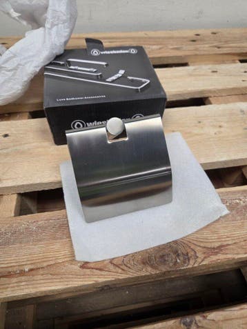Wiesbaden Ida Toiletrolhouder met Klep – Gunmetal, Ophalen of Verzenden, Nieuw, Bad