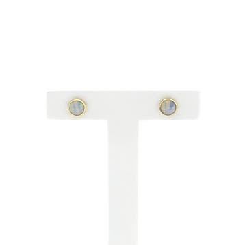 Gouden oorknopjes met edelopaal (Oorbellen), Gebruikt, Ophalen of Verzenden, Met edelsteen, Goud