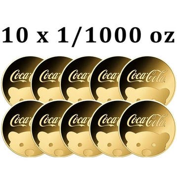 Tsjaad. 3000 Francs 10 x 1/1000 oz 999 Fine Gold Coca-Cola