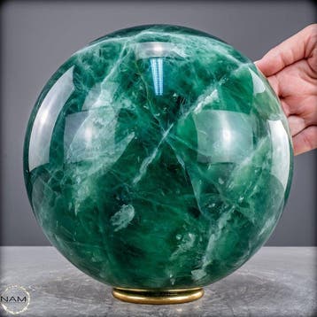 Hoogwaardige semi-transparante bol van blauwgroene fluoriet