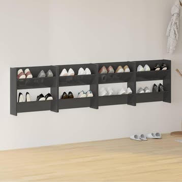 vidaXL Wandschoenenkasten 4 st 60x18x60 cm hout hoogglans, Verzenden, Nieuw