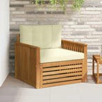 vidaXL Tuinbank Massief Acaciahout en Polyester Natuurlijk, Verzenden, Nieuw