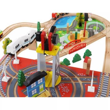 Kruzzel Houten Treinspoor Set - 88-Delig met Elektrische..., Ophalen of Verzenden, Nieuw