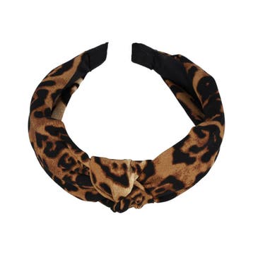 Haarband Diadeem 3cm – Knoop - Panterprint – Bruin Beige, Nieuw
