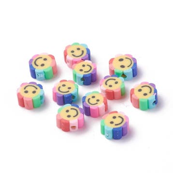 40 x Vrolijke gemixte handgemaakte polymeer klei smile bl..., Ophalen of Verzenden, Nieuw, Kraal