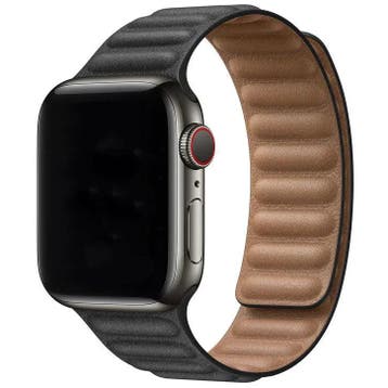Apple Watch bandje - leer - solo - zwart - zwart / 44 · 45, Verzenden, Nieuw