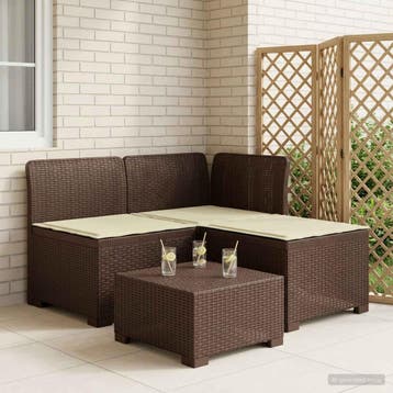 vidaXL 3-zits tuinbank met kussens in rattanlook 3-zits PP, Verzenden, Nieuw