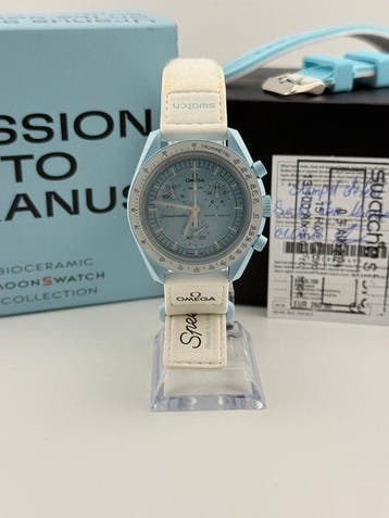 Omega x Swatch - MoonSwatch - Mission to Uranus - Zonder, Sieraden, Tassen en Uiterlijk, Horloges | Heren, Nieuw