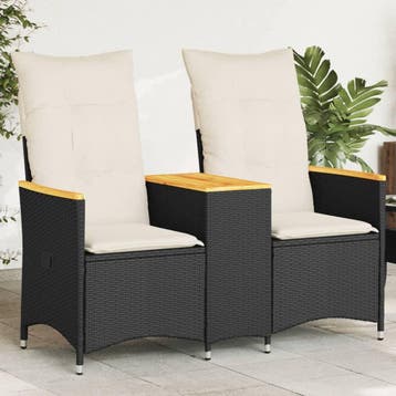 vidaXL Tuinbank 2-zits verstelbaar met tafel poly rattan, Verzenden, Nieuw