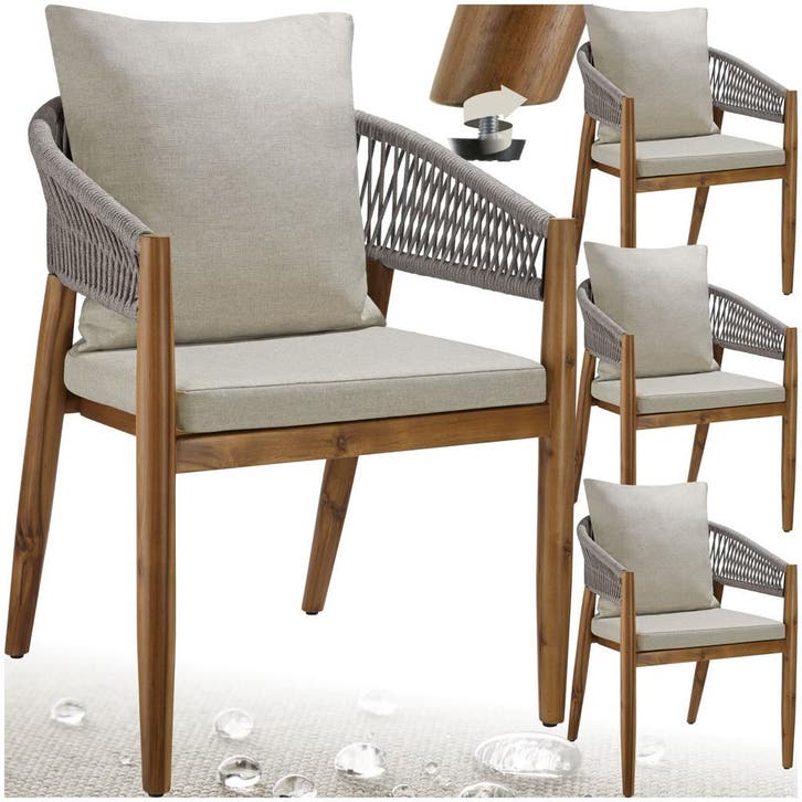 Tuinstoel Manacor, ropedesign - greige, Set van 4, Tuin en Terras, Overige Tuin en Terras, Verzenden