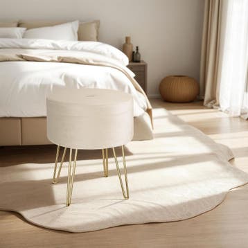 Hocker Ava gestoffeerd in fluweellook 300kg met opbergruimte, Verzenden, Nieuw