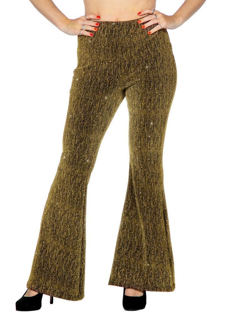 Party Glitter Broek Flared Goud, Kleding | Dames, Carnavalskleding en Feestkleding, Nieuw, Ophalen of Verzenden