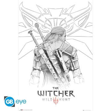 The Witcher Geralt Sketch Poster 91.5 x 61 cm, Ophalen of Verzenden, Nieuw