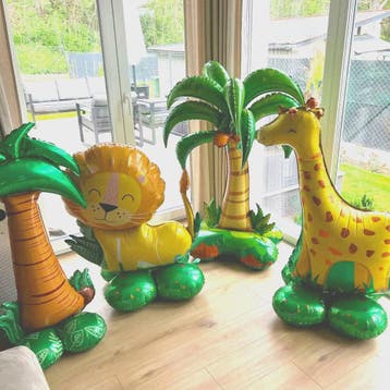 Grote 4D Folieballonnen Leeuw & Giraf - Jungle Safari Thema