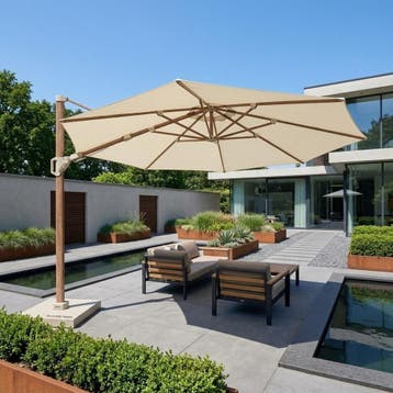 Challenger T2 premium Ø350 cm teak champagne, Tuin en Terras, Ophalen of Verzenden, Nieuw