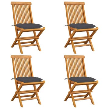 vidaXL Klapstoelen met antracietkleurige kussens, 4 stuks,, Verzenden, Nieuw, Teakhout
