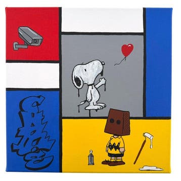 PAAPI (1986) - Snoopy & Charlie Brown (Banksy Style) x, Antiek en Kunst