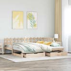 vidaXL Slaapbank met onderschuifbed en lades zonder matras, Huis en Inrichting, Slaapkamer | Bedden, 90 cm, Eenpersoons, Bruin