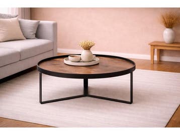 Veiling - Salontafel Hanna natural - Hout - Poot metaal zwar, Nieuw