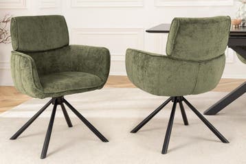 Draaibare Retro Stoel UNIEKE Groene Chenille Zwarte Metalen, Ophalen of Verzenden, Nieuw