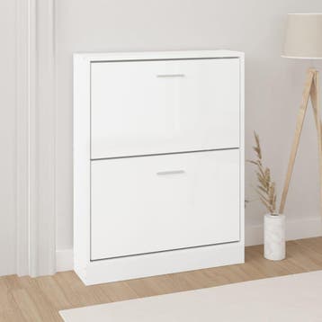vidaXL Schoenenkast 59x17x81 cm bewerkt hout hoogglans wit, Huis en Inrichting, Verzenden, Nieuw