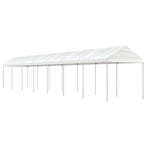vidaXL Prieel met dak 15,61x2,28x2,69 m polyetheen wit, Tuin en Terras, Verzenden, Nieuw