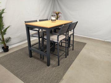 te velde tuinmeubelen barstoel barolo met barolo bartafel, Nieuw, Aluminium, 4 zitplaatsen, Tuinset
