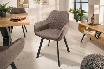 Retro stoel PALERMO taupe met armleuning en decoratieve, Huis en Inrichting, Stoelen, Ophalen of Verzenden, Nieuw