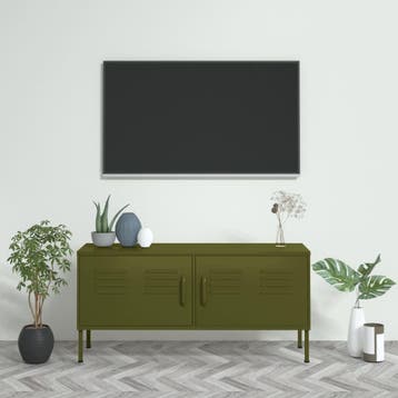 vidaXL Tv-meubel 105x35x50 cm staal olijfgroen, 100 tot 150 cm, Verzenden, Nieuw, Minder dan 100 cm