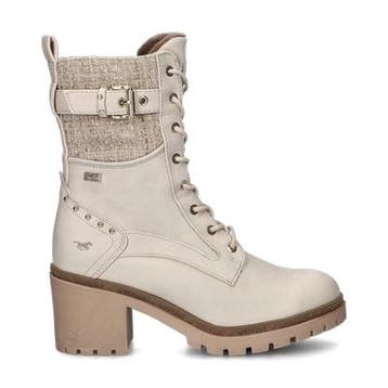 Mustang veterboots voor dames in het Wit, Verzenden, Wit, Lage of Enkellaarzen, Nieuw