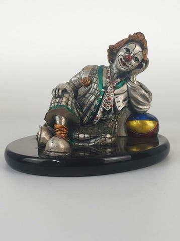MIDA - Beeldje - Silver colored clown - Zinklegering,