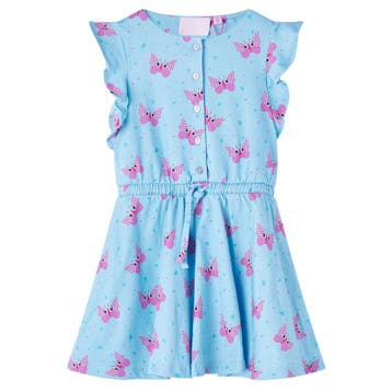vidaXL Kinderjurk met knopen zonder mouwen 116 blauw, Verzenden, Nieuw
