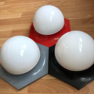 Massive - Lamp (3) - Hexagon - Kunstof en Glas