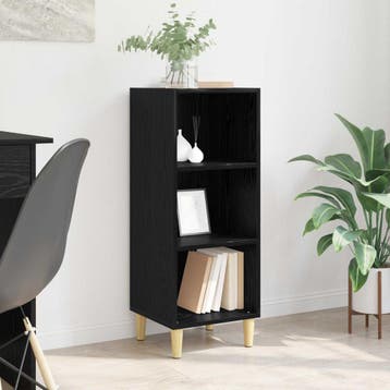 vidaXL Dressoir Zwart Eiken 34,5 x 32,5 x 90 cm Bewerkt hout, Verzenden, Nieuw, Overige houtsoorten, Minder dan 50 cm