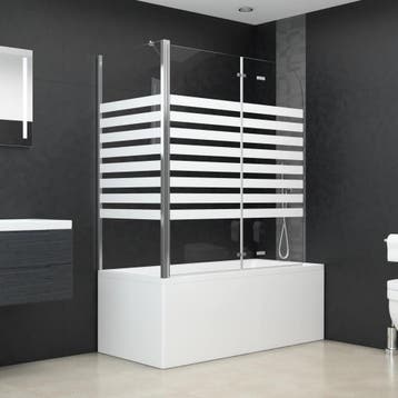 vidaXL Badwand gestreept 120x68x130 cm gehard glas, Verzenden, Nieuw