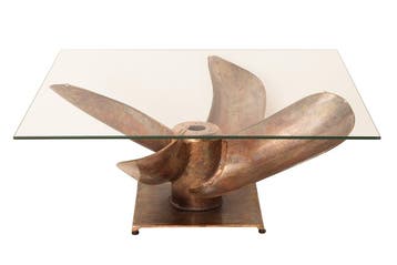 Maritieme salontafel OCEAN L 85cm antiek koper met, Huis en Inrichting, Ophalen of Verzenden, Nieuw
