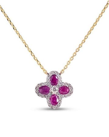 Halsketting - 14 karaat Geel goud - 1.22ct. tw. Saffier -, Nieuw