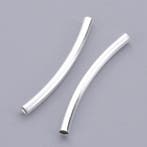 50 x metalen buisjes kraal verzilverd 25mm x 2mm  gat: 1mm, Ophalen of Verzenden, Nieuw, Kraal