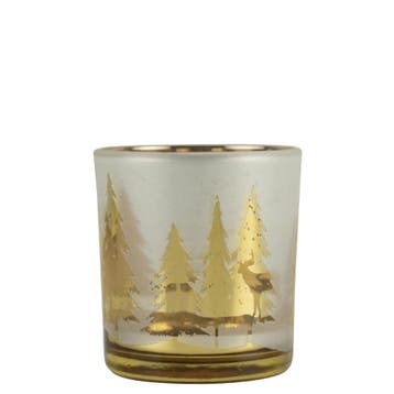 Theelichthouder hert boom goud klein 8cm, Verzenden, Nieuw