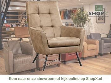 Leren fauteuil Proud - Kenia Taupe (taupe/bruin), Nieuw, Ophalen of Verzenden, 75 tot 100 cm, Industrieel, Modern