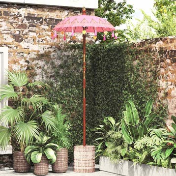 vidaXL Balinese parasol met basis Roze 95 x 95 x 260 cm, Verzenden, Nieuw, Minder dan 1 meter