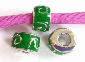 1 x Metalen European Jewelry kraal met Groene epoxy antie..., Ophalen of Verzenden, Nieuw, Kraal