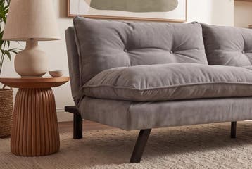 Slaapbank COCOONING 190cm 3-zits grijs chenille - 48473, Ophalen of Verzenden, Nieuw