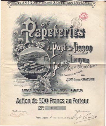 Frankrijk. Papeteries de Pont-de-Lignon 1900 (Zonder