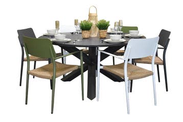 Firenze-Chester Tuinset 6 Personen - Keramisch blad / White-, Verzenden, Nieuw
