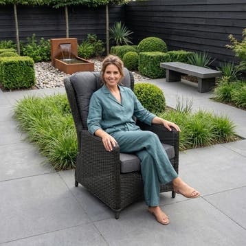 Marina premium lounge tuinstoel verstelbaar antraciet, Tuin en Terras, Ophalen of Verzenden, Nieuw, Wicker