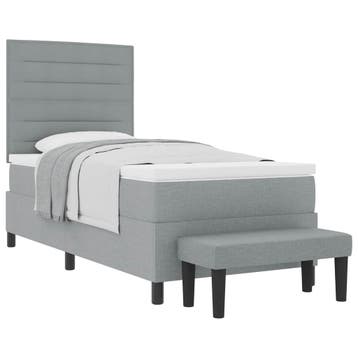 vidaXL Boxspringbed met hoofdeinde Lichtgrijs 90 x 190 cm, Verzenden, Nieuw, Eenpersoons, Stof