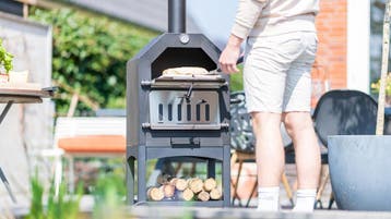 Lorenzo Buiten Oven Zwart Industrieel inclusief Pizza Plaat, Verzenden, Nieuw
