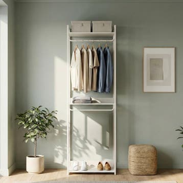 Kledingrek Jässaatka met 3 planken 200x61x40 cm grijs [en.ca, Verzenden, Nieuw
