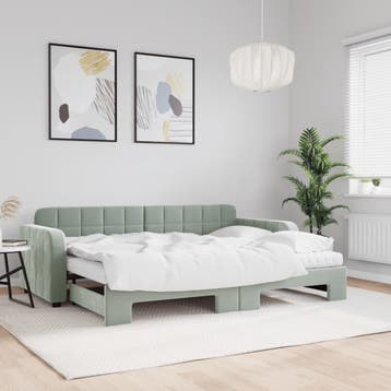vidaXL Slaapbank onderschuifbed matrassen 80x200 cm fluweel, Huis en Inrichting, Slaapkamer | Bedden, Eenpersoons, Verzenden, Nieuw